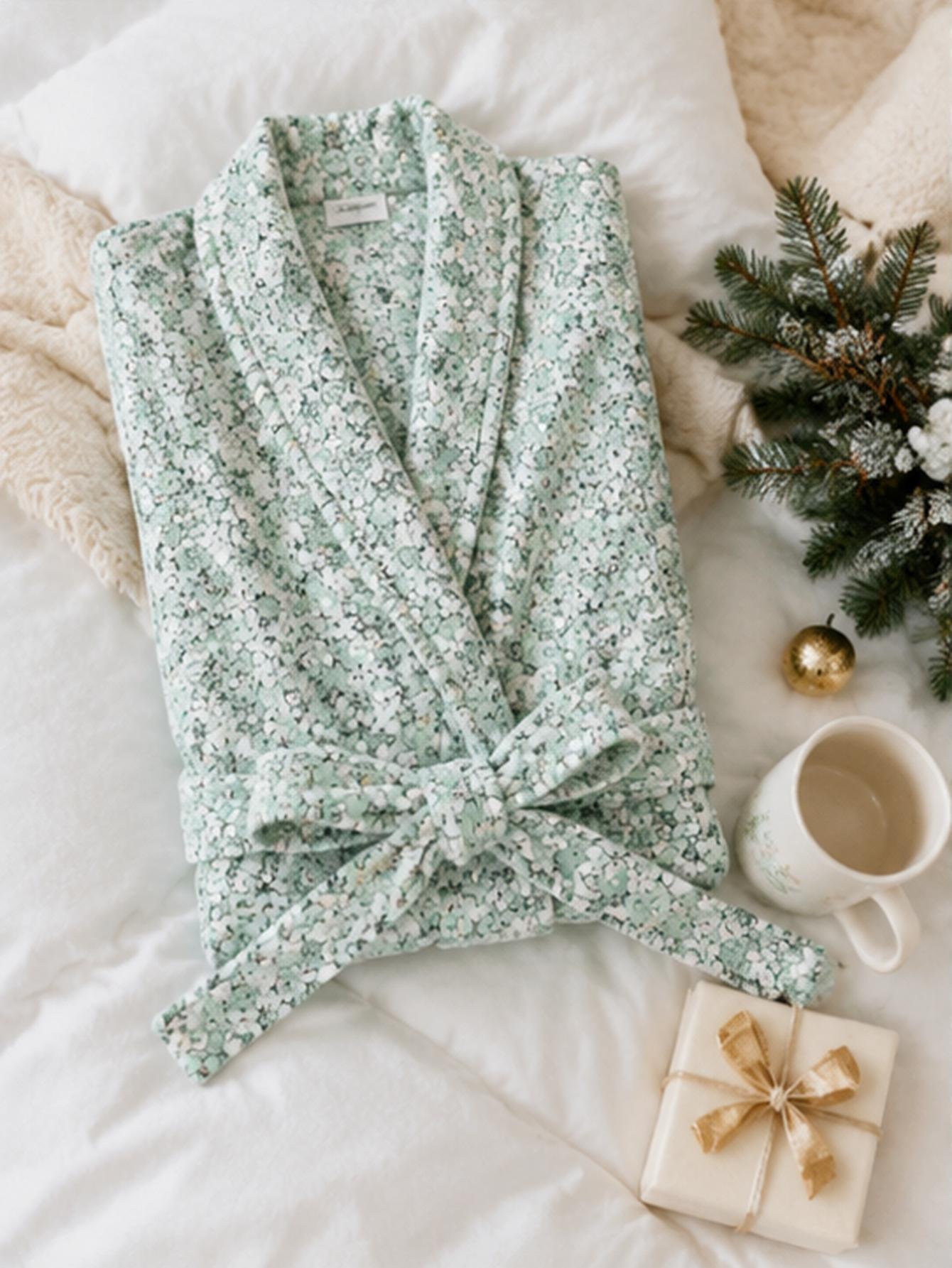 Women Plus Size Green Ditsy Fl - Bathrobe recension och pris